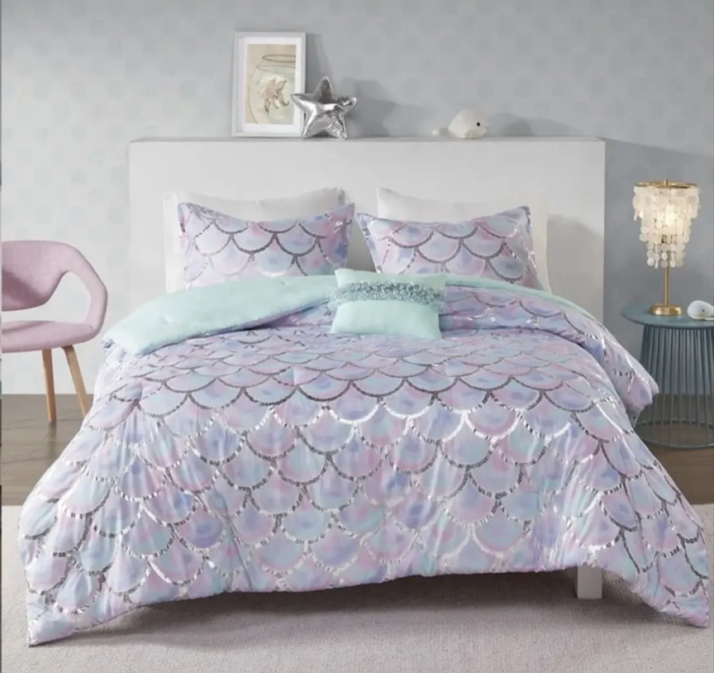 Mermaid Microfiber Reversible Comforter Set - photo 2