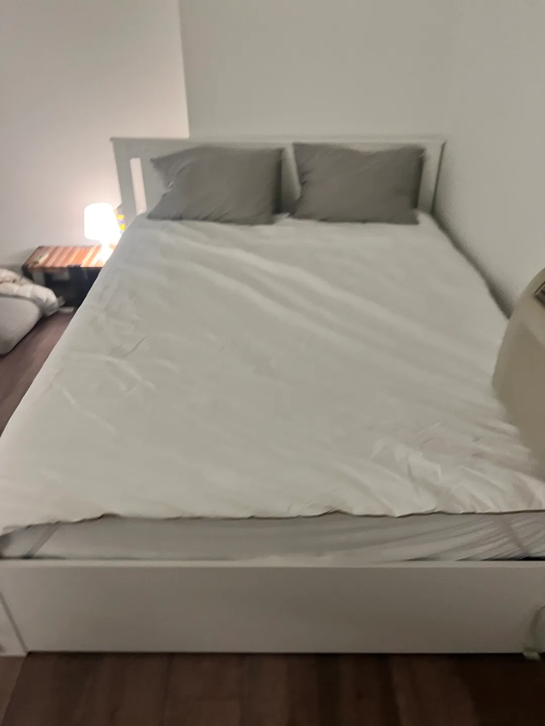 White Bed Frame with Mattress thumbnail
