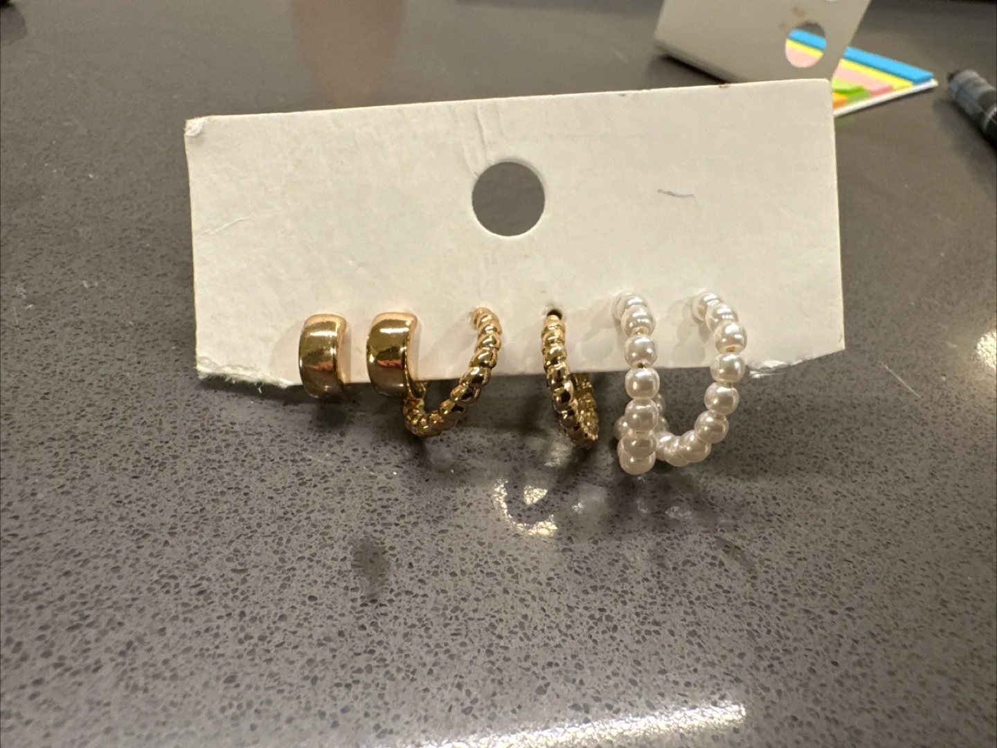 Set of 3 Gold & Pearl Hoop Earrings thumbnail