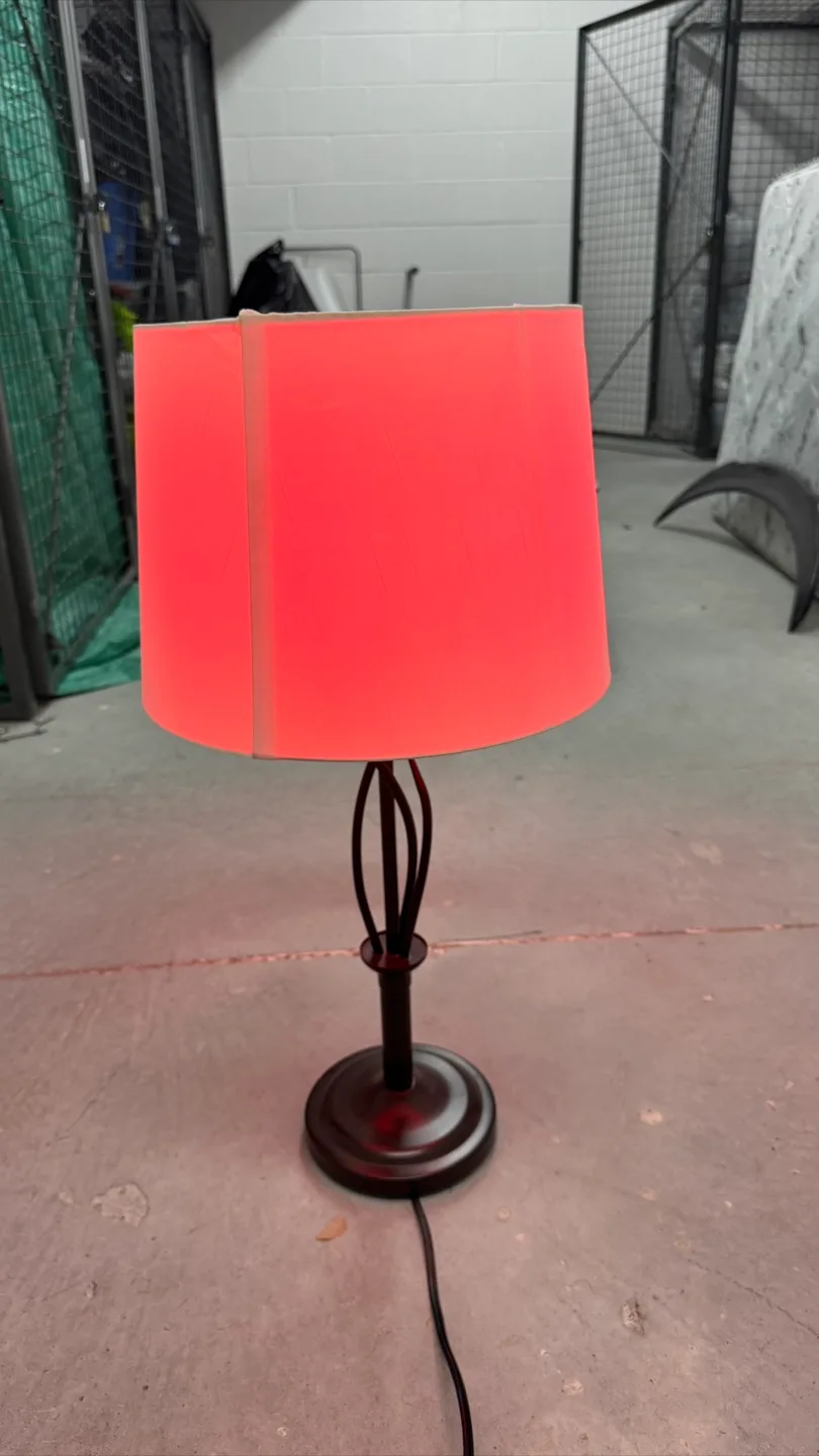 Table Lamp with Beige Shade and Brown Base thumbnail