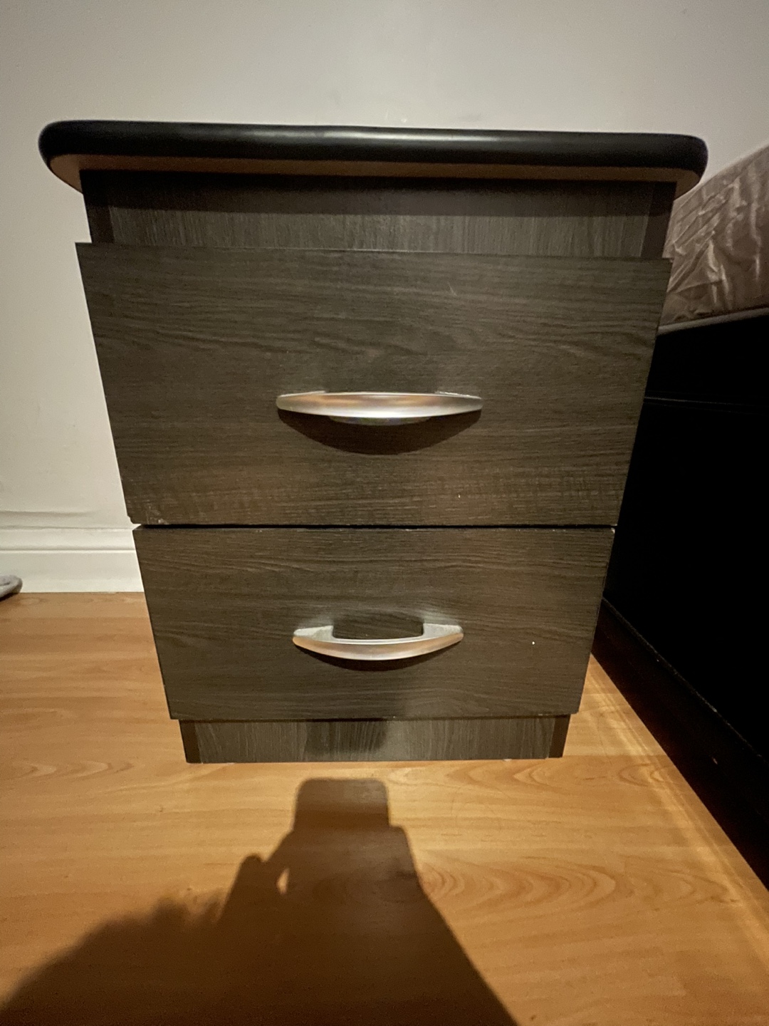 Dark Brown 2-Drawer Nightstand
