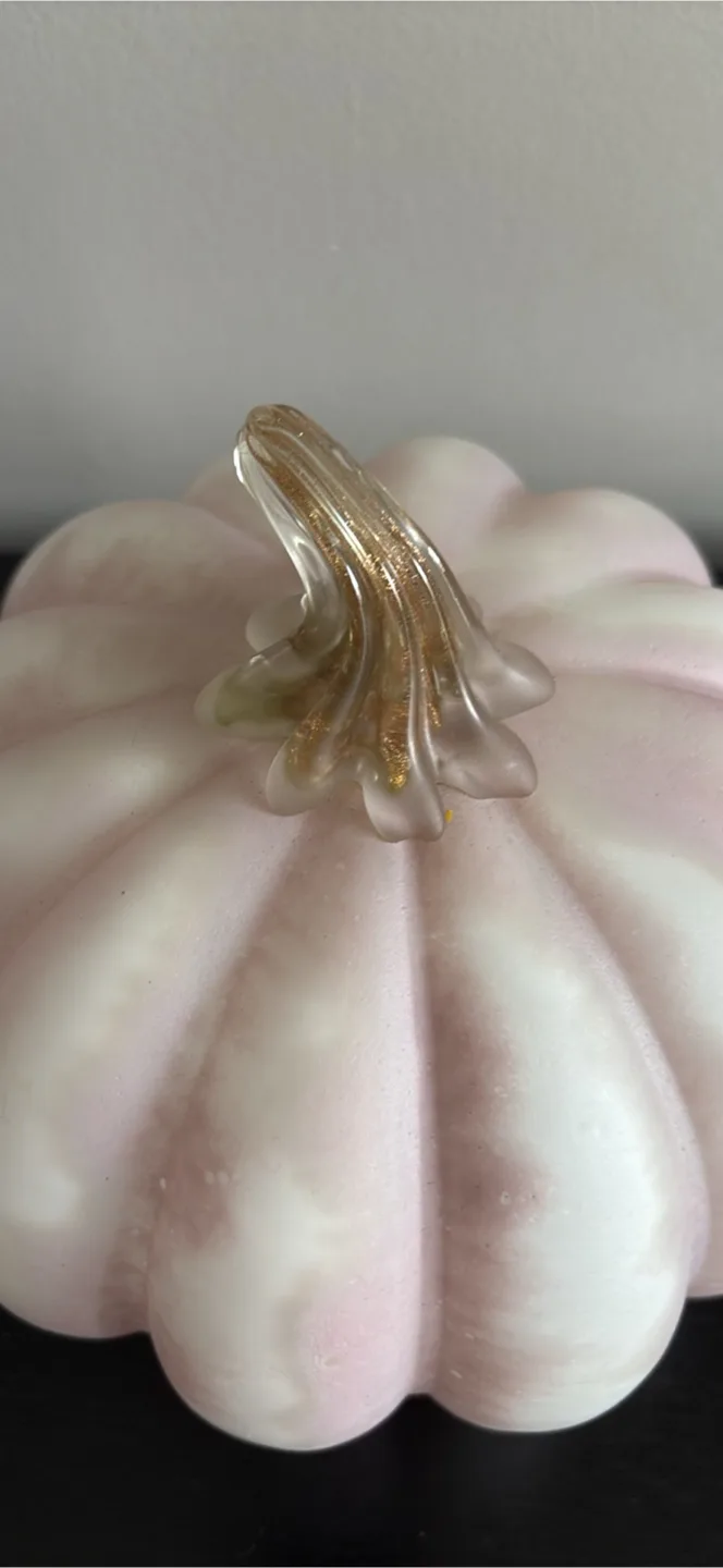 Pink & White Glass Pumpkin Decor image indicator(2)