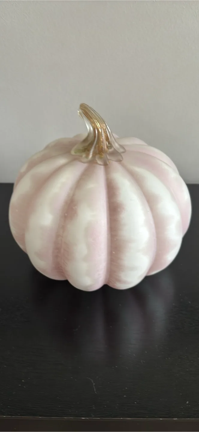 Pink & White Glass Pumpkin Decor thumbnail