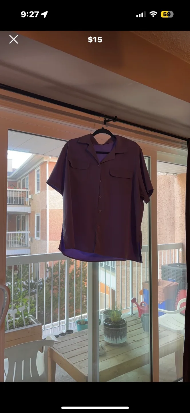 Purple Short Sleeve Button-Up Shirt thumbnail