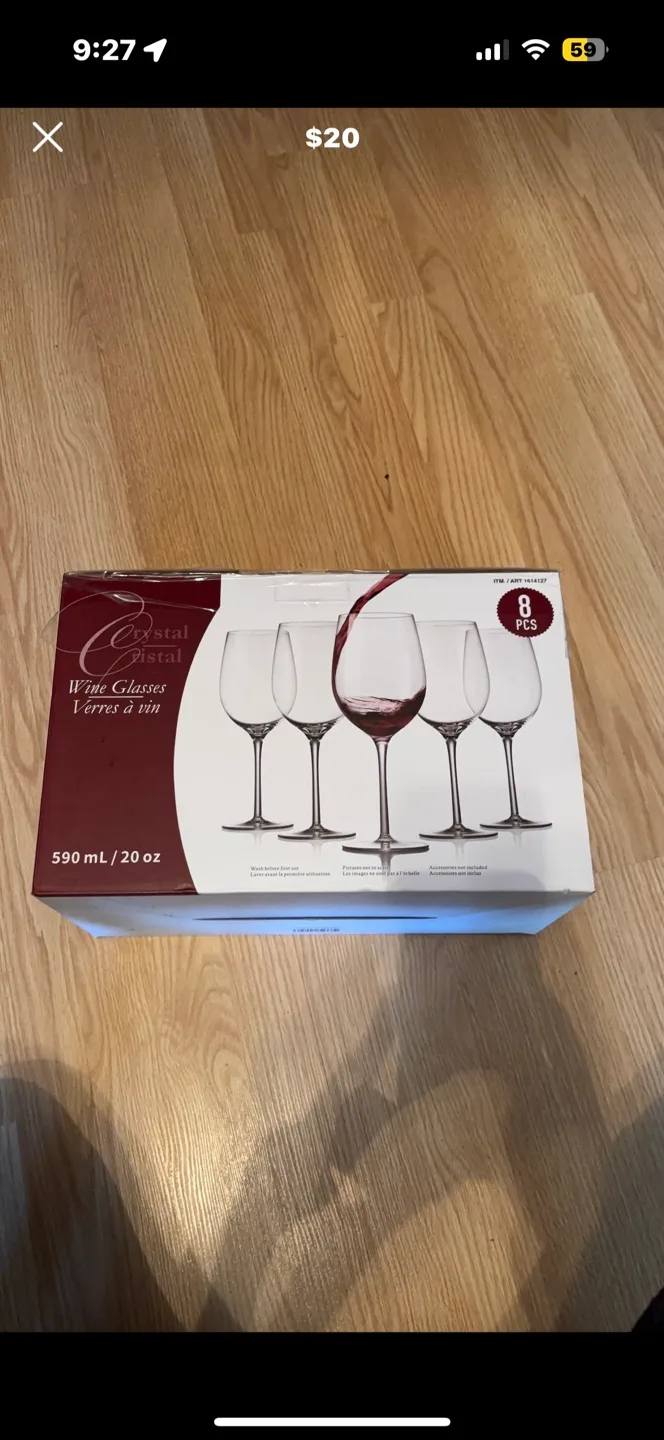 Crystal Cristal Wine Glasses - 8 Pcs thumbnail