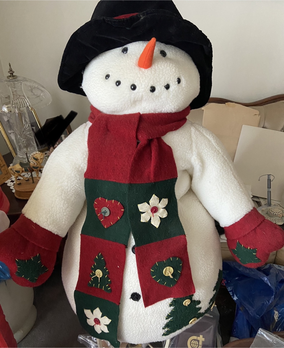 Large Plush Snowman Decoration
