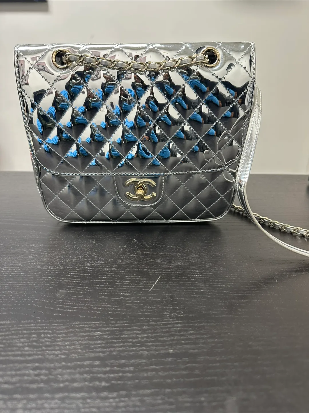 Chanel Silver Quilted Shoulder Bag thumbnail