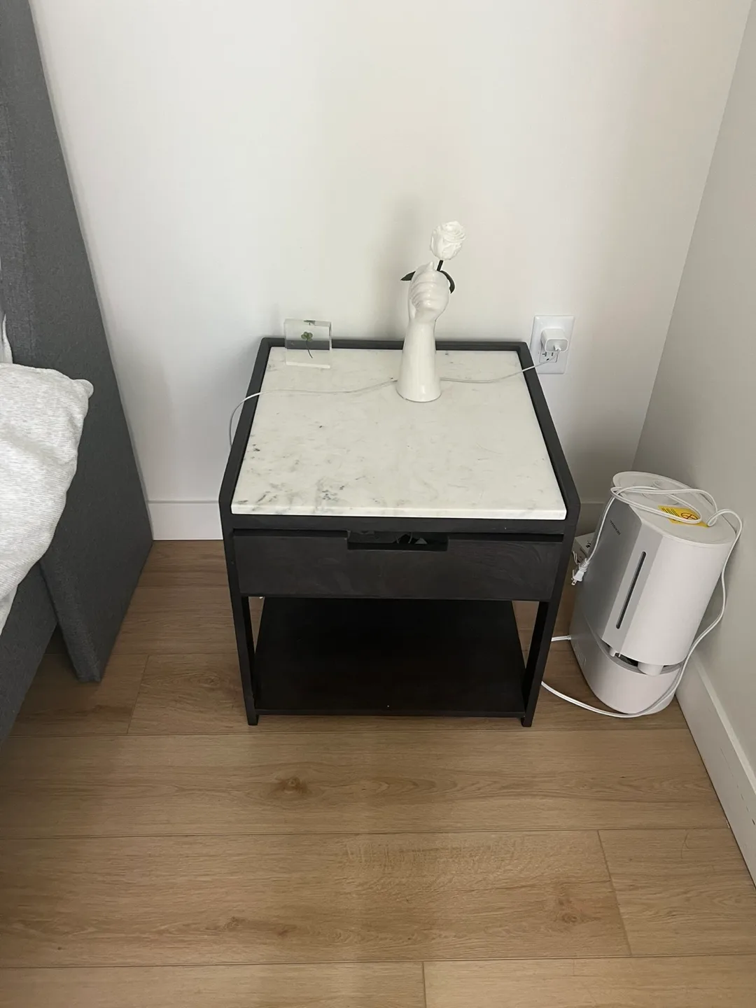 Black Nightstand with Marble Top thumbnail