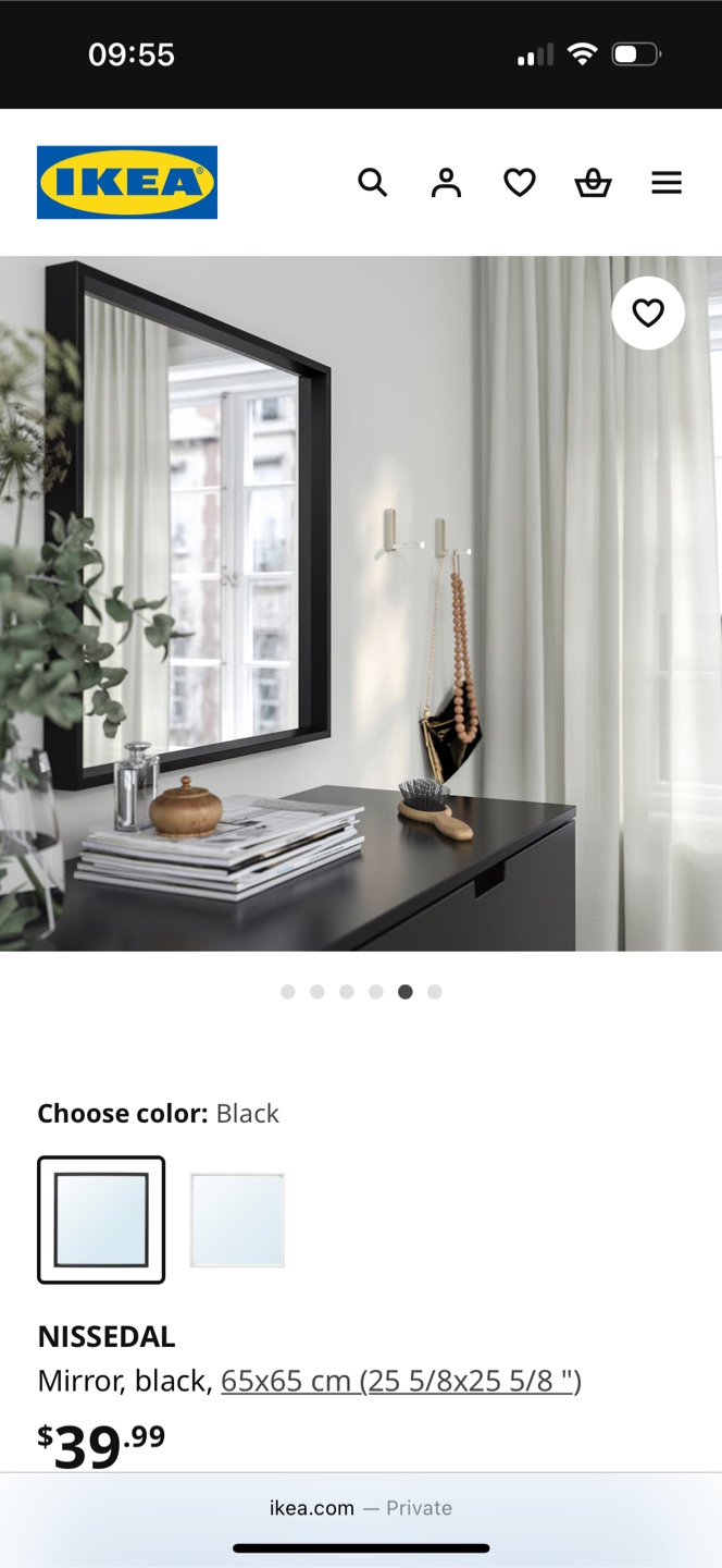 IKEA Nissedal Mirror - Black, 65x65cm - photo 2