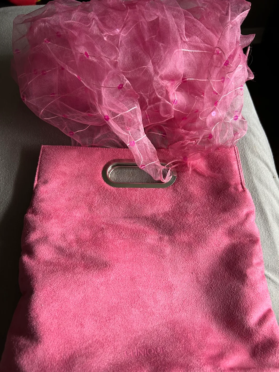 Clinique Pink Suede Bag & Scarf Set thumbnail