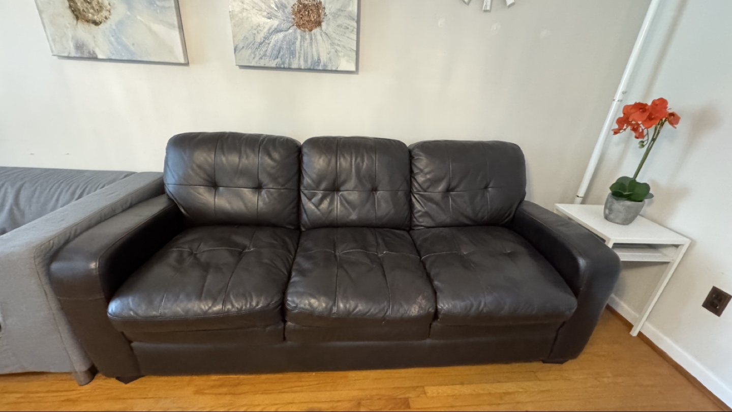 1 Leather 3-Seat Sofa - Brown