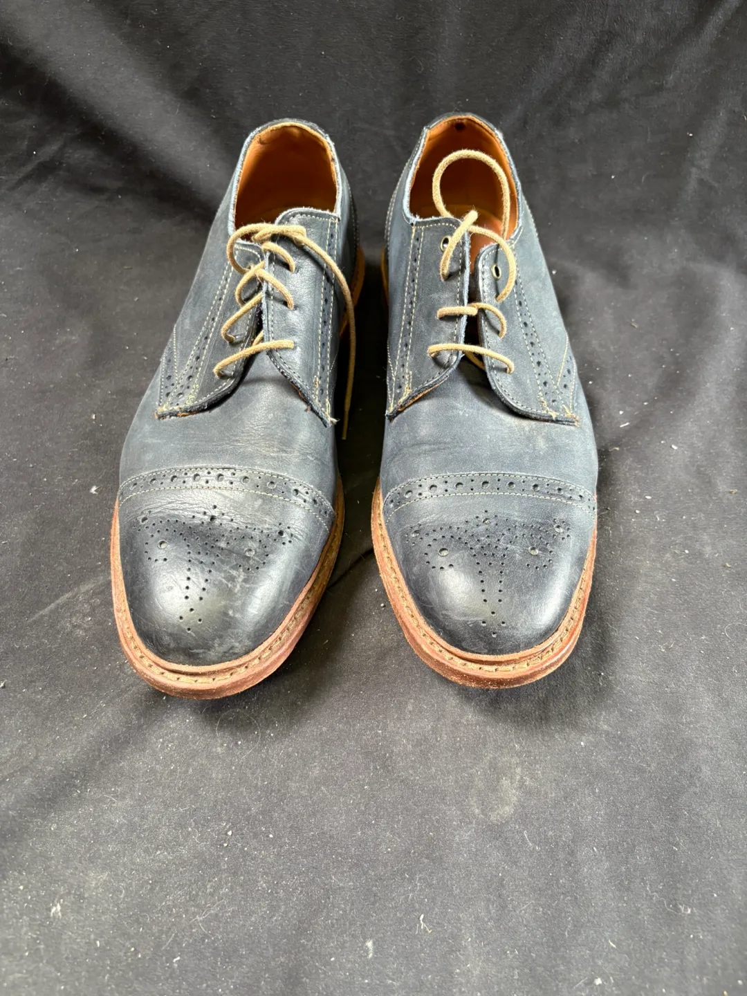 🇨🇦Allen Edmonds Bainbridge Blue Leather Oxfords thumbnail