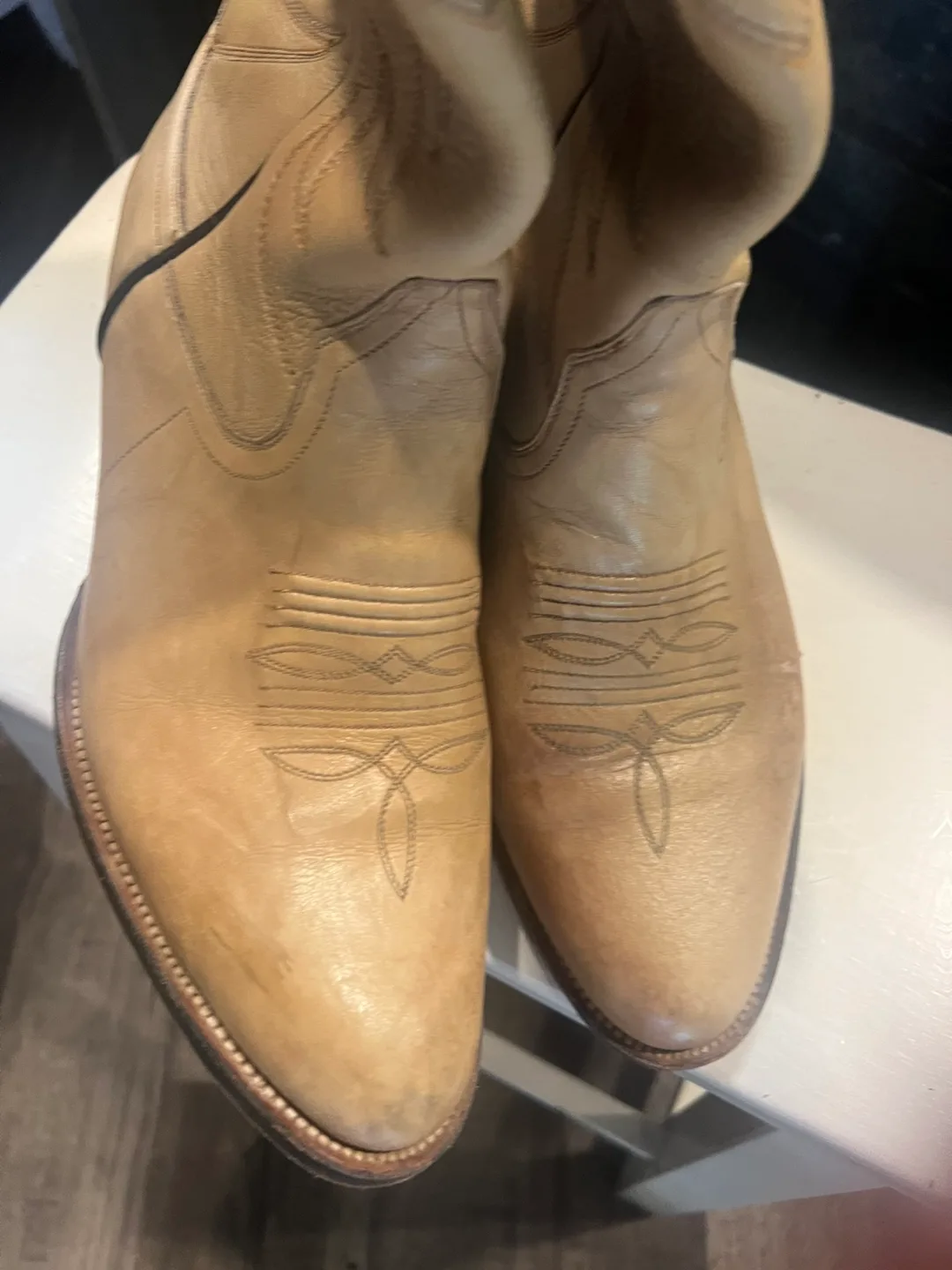 Men’s Cowboy Boots - Tan Leather thumbnail