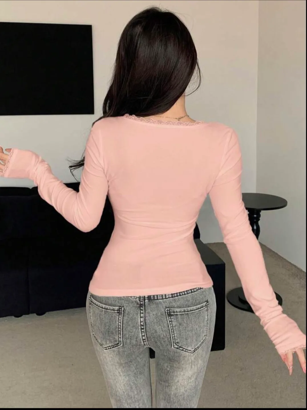 Pink sleeve women t-shirt image indicator(3)