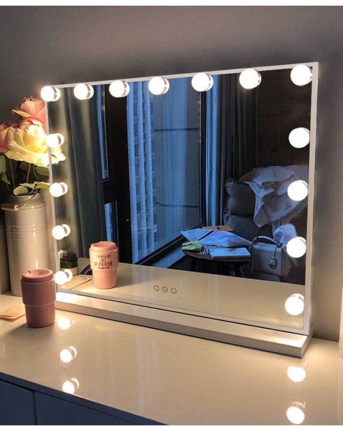 Misavanity Hollywood Makeup Mirror, 27.5 x 22.9"