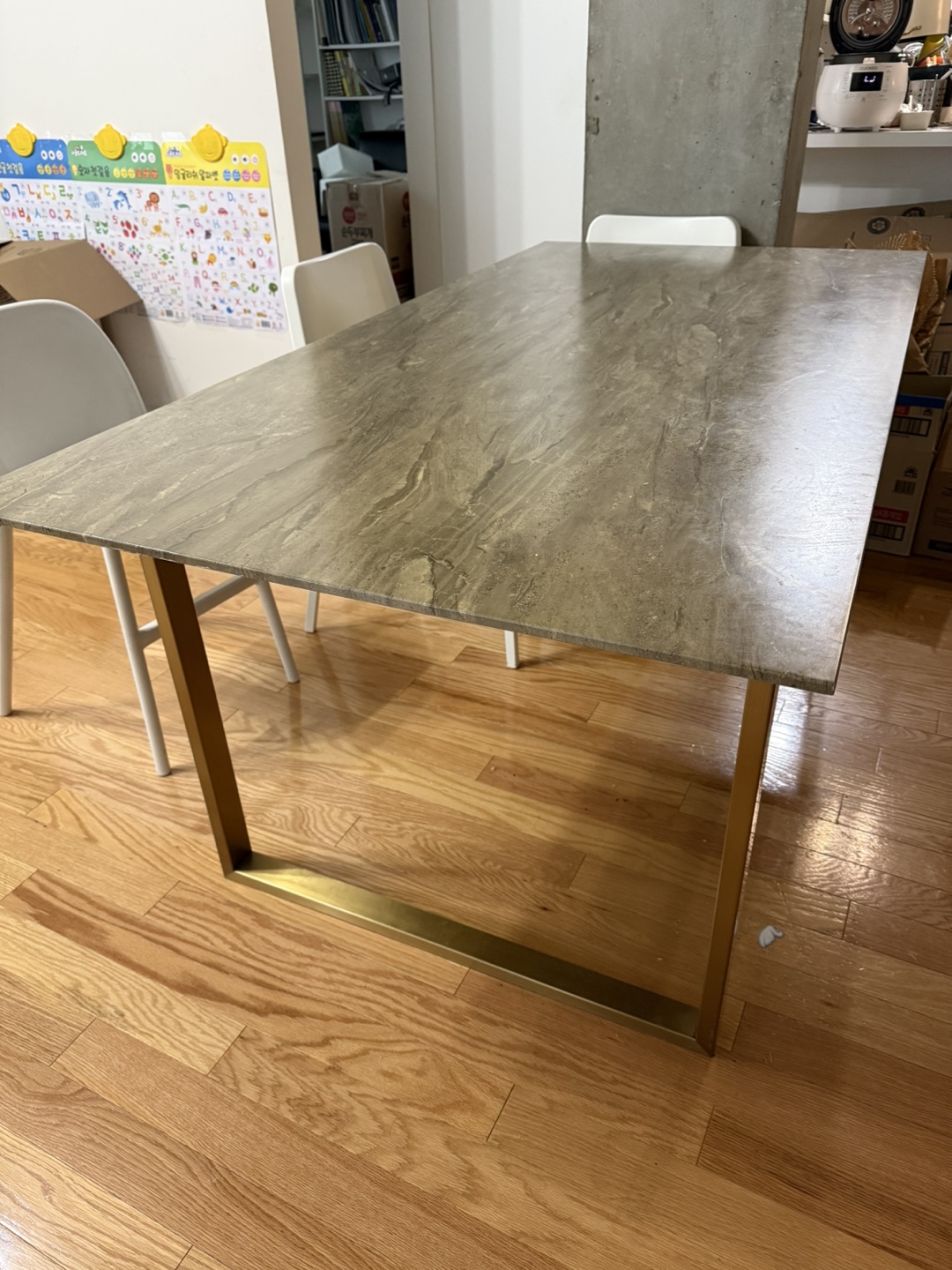 Dining Table - Faux Marble Top, Gold Legs - photo 2