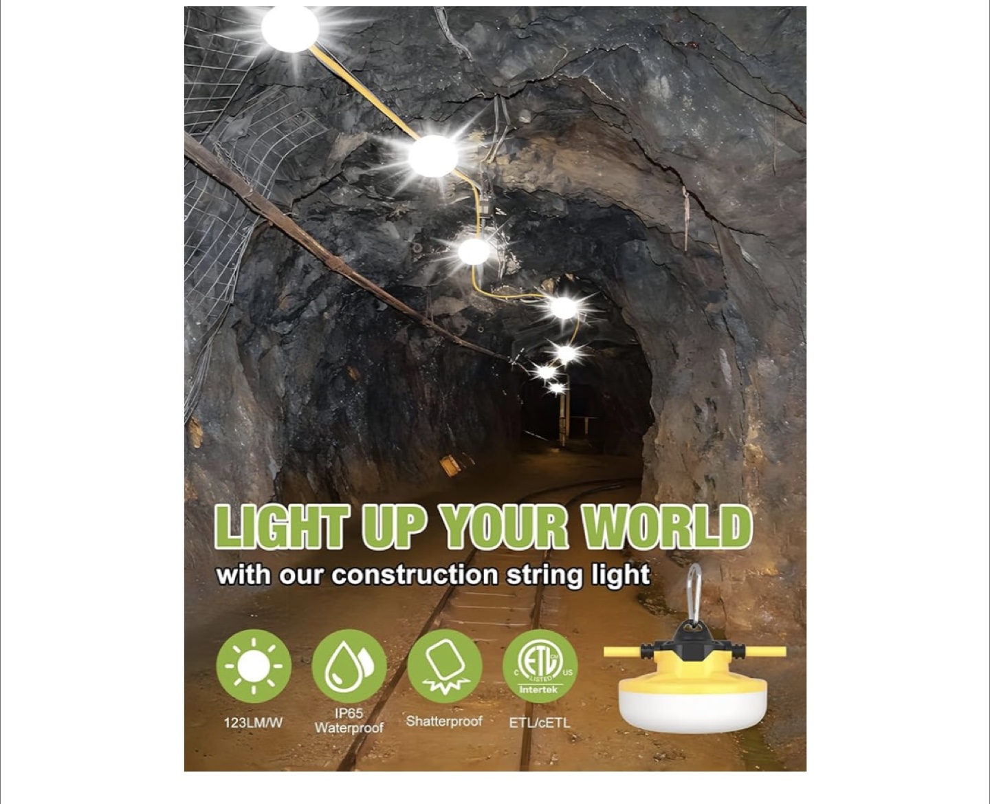 100FT Construction String Lights - 10 Bulbs - photo 5