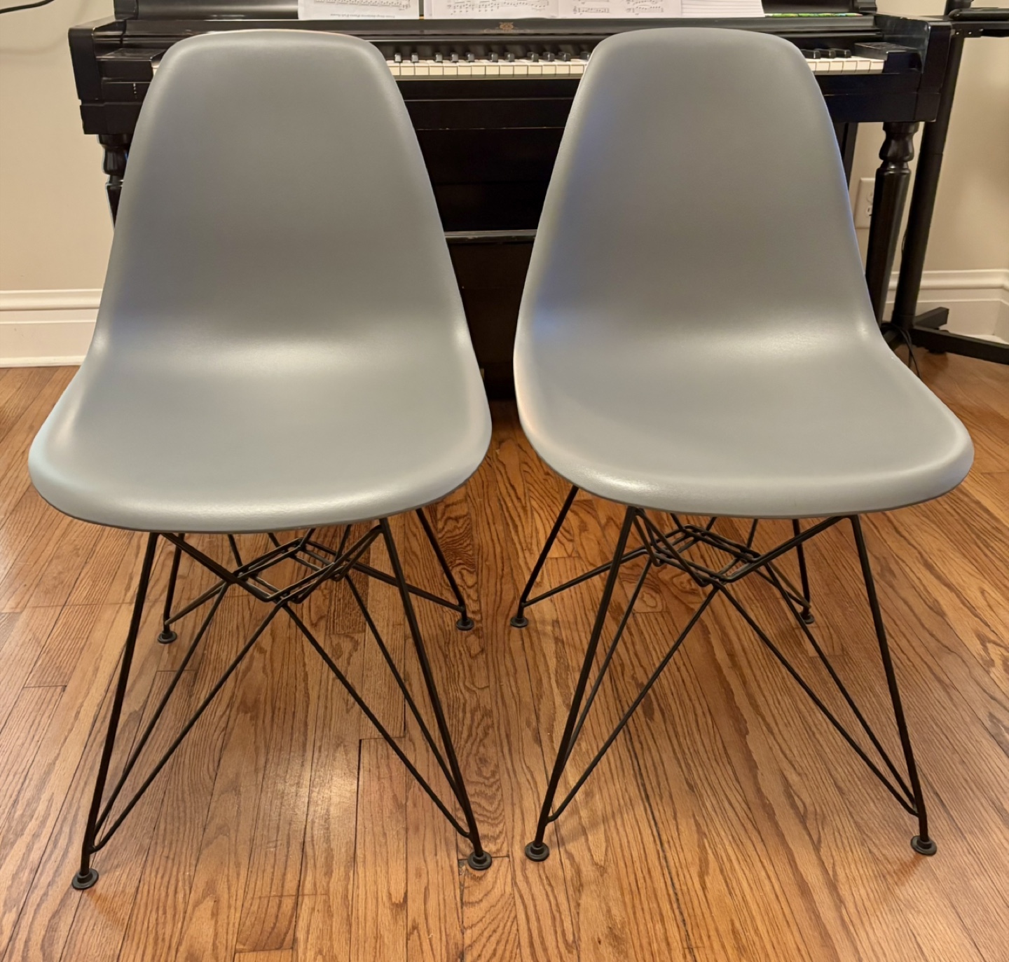 Eames Style Molded Plastic Dining Chairs - Set of 2