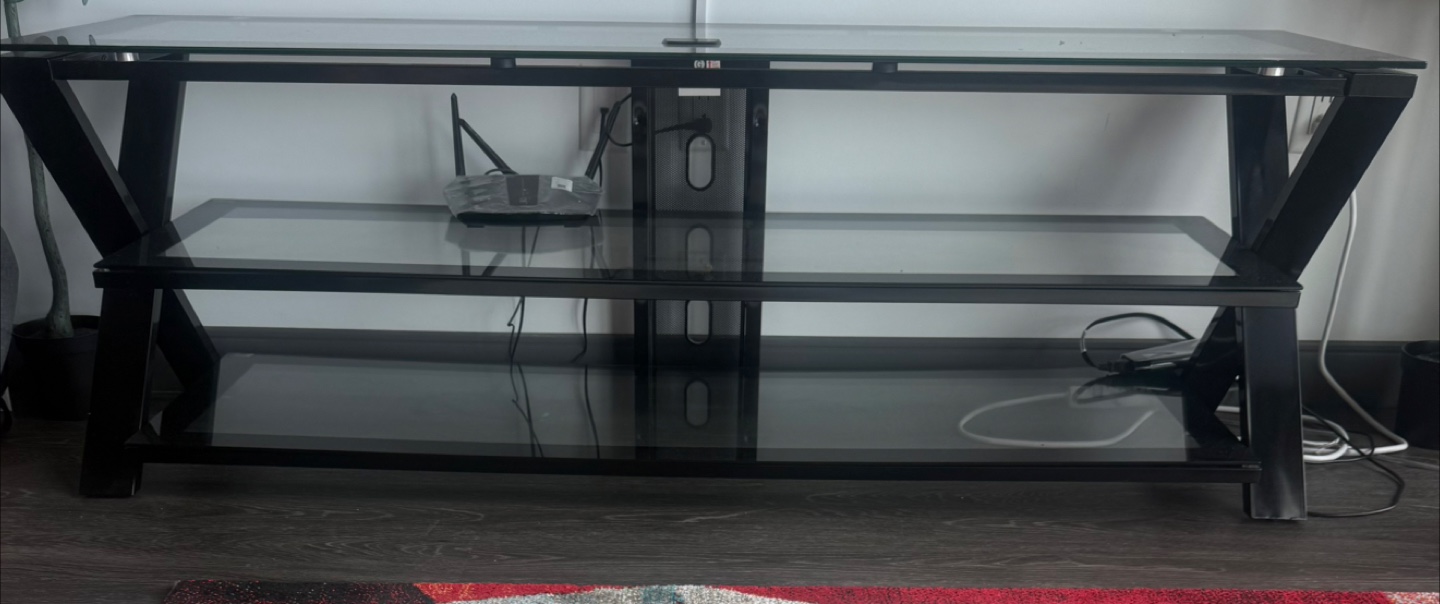 Black Glass TV Stand - photo 2