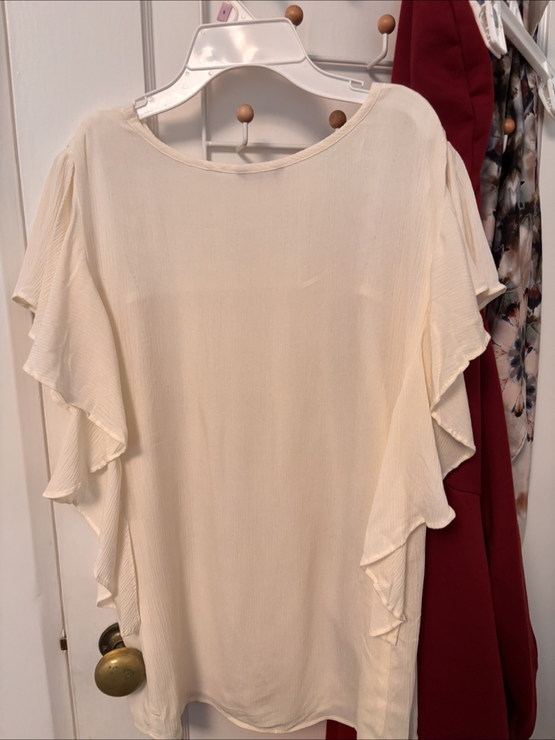 HANBO Off-White Top with Ruffle Sleeves - photo 3