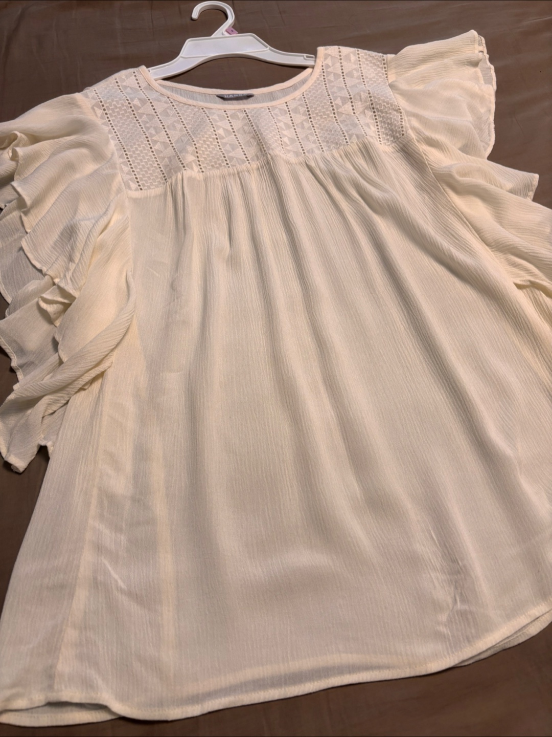 HANBO Off-White Top with Ruffle Sleeves - photo 2