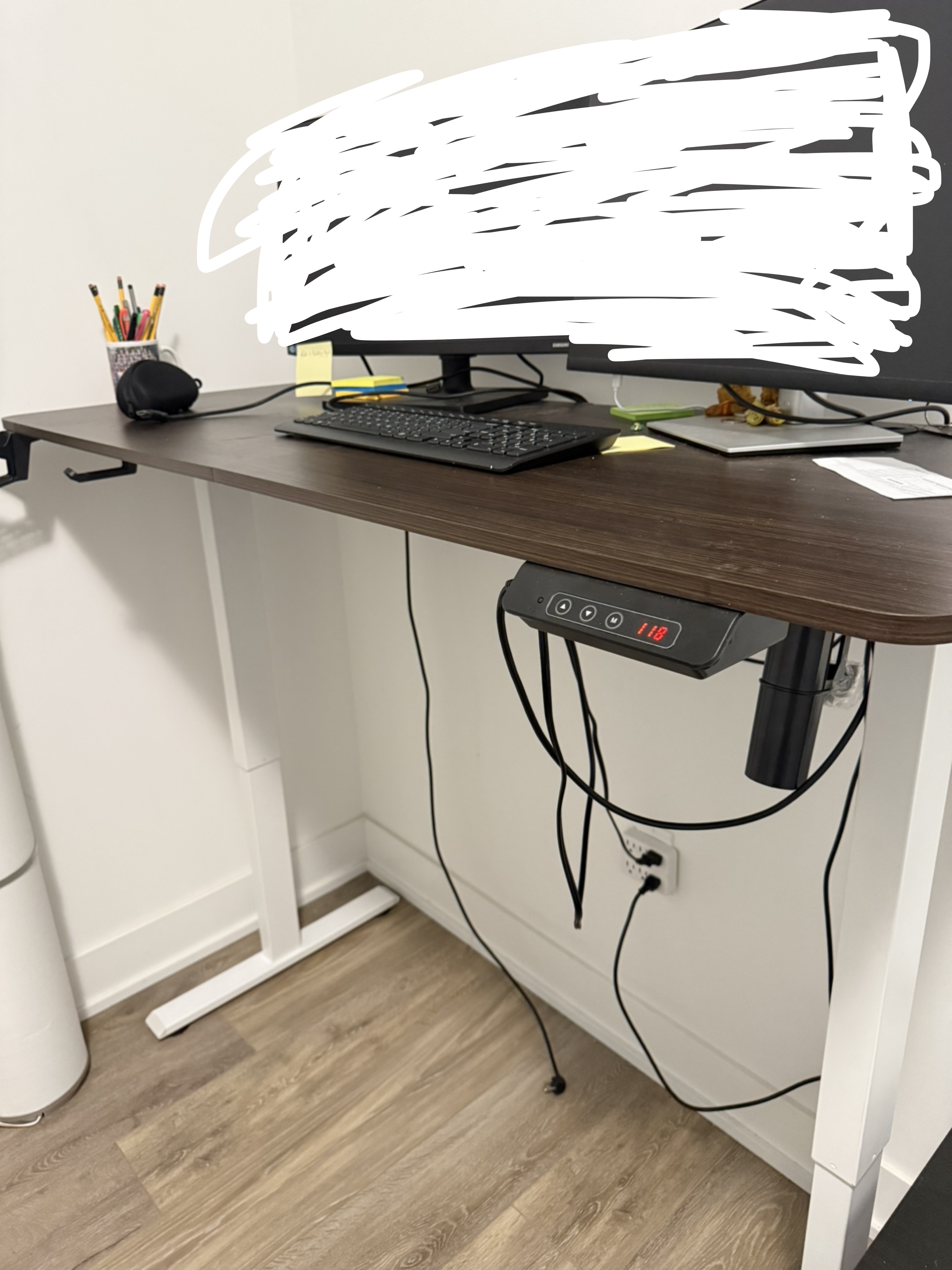 Electric Standing Desk - Dark Wood - photo 2