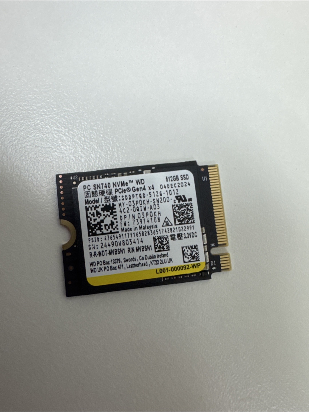 Western Digital PC SN740 NVMe 512GB SSD