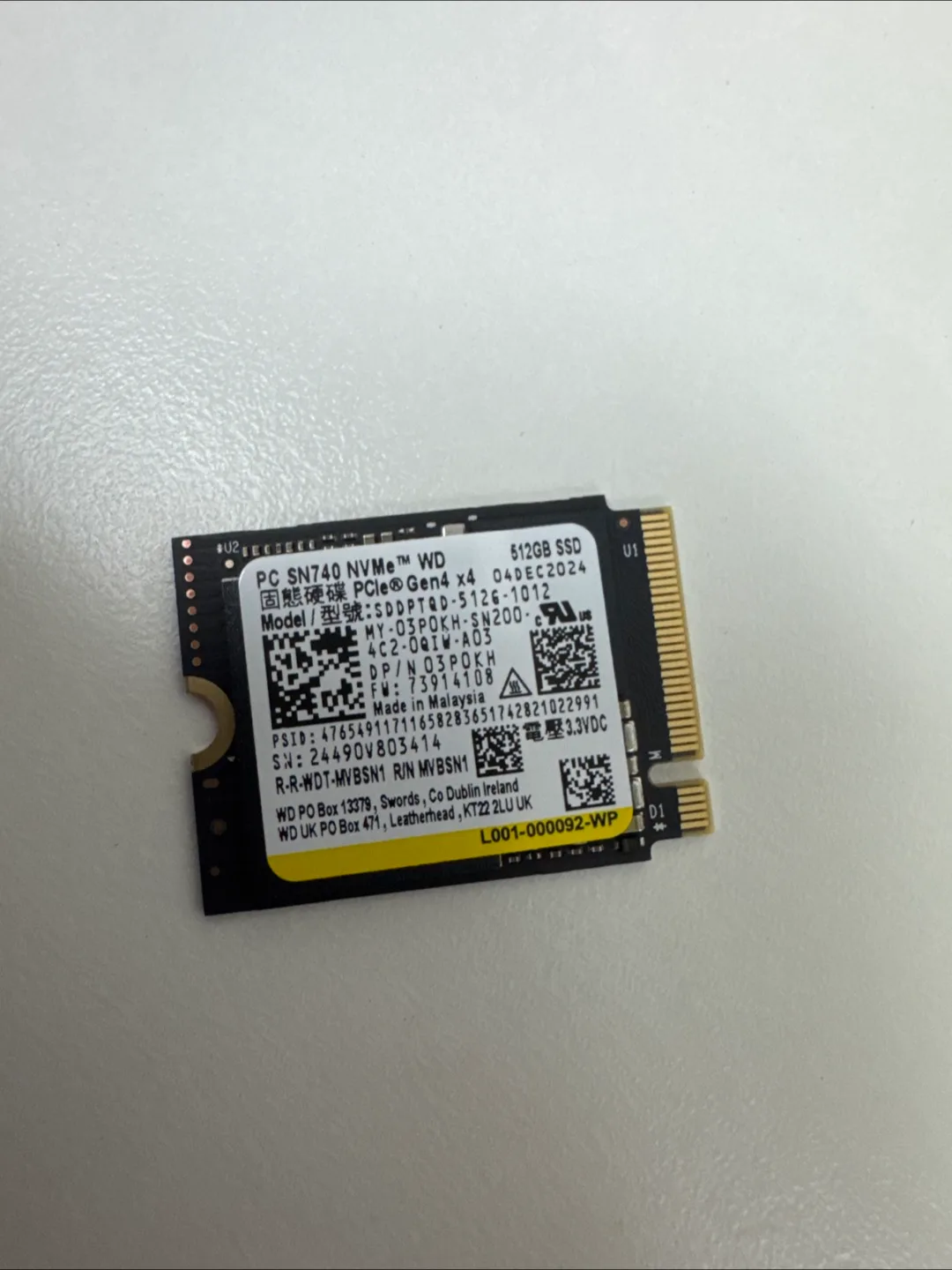 Western Digital PC SN740 NVMe 512GB SSD thumbnail