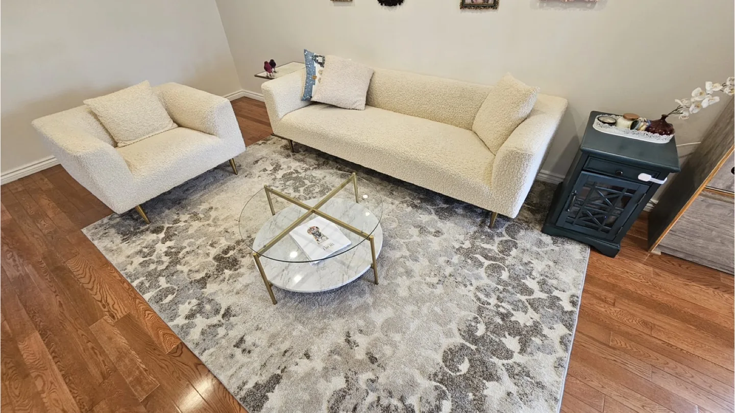 Ivory Boucle Armchair & Sofa Set - Full Living Room Set thumbnail