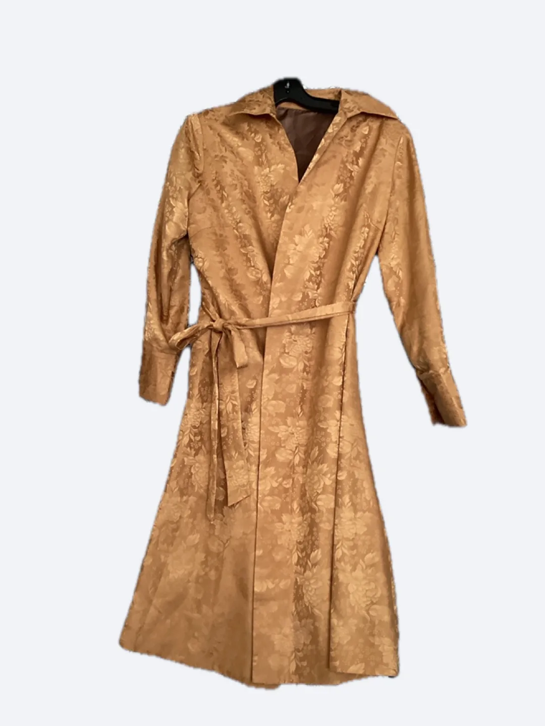 Japanese Gold Floral Patterned Trench Coat and brown hat image indicator(2)