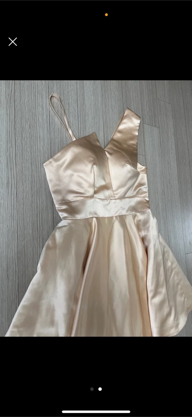 Beige  pink One-Shoulder Mini Dress thumbnail