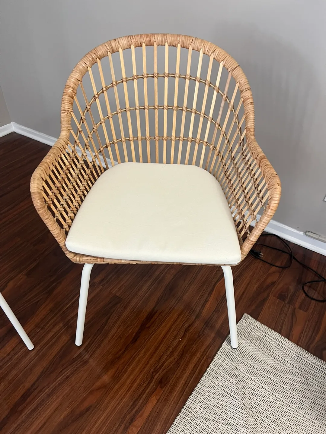 Rattan Chair with White Cushion thumbnail