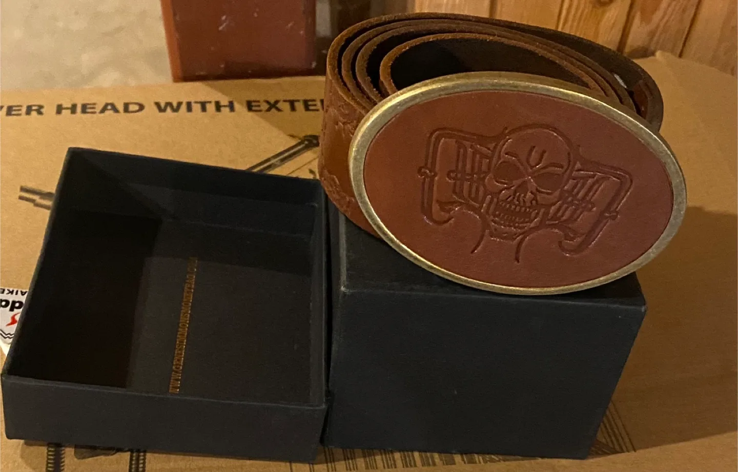 Genesis Monkey Tag Brown Leather Belt thumbnail
