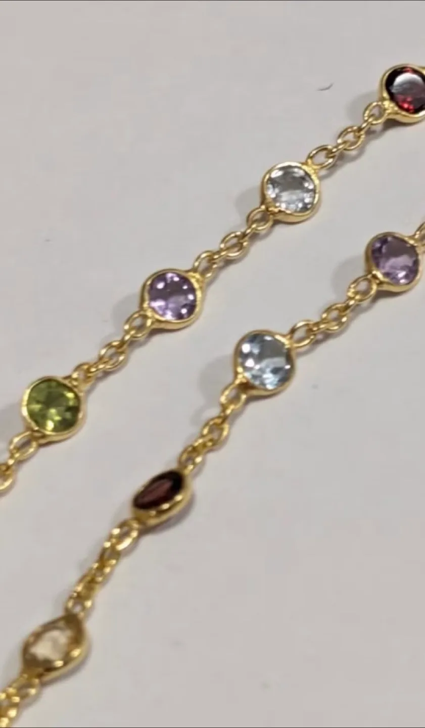 Silver Multi-Colour Gemstone Necklace 16" image indicator(2)