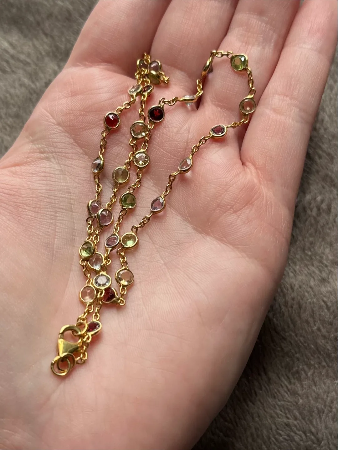 Silver Multi-Colour Gemstone Necklace 16" image indicator(5)