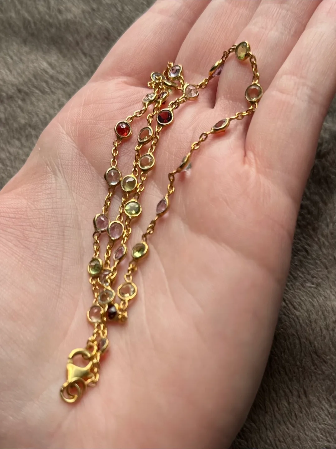 Silver Multi-Colour Gemstone Necklace 16" image indicator(6)