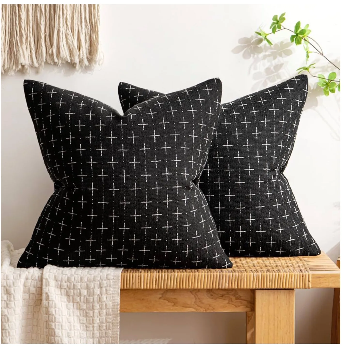 Black Throw Pillow Covers, Set of 2 thumbnail