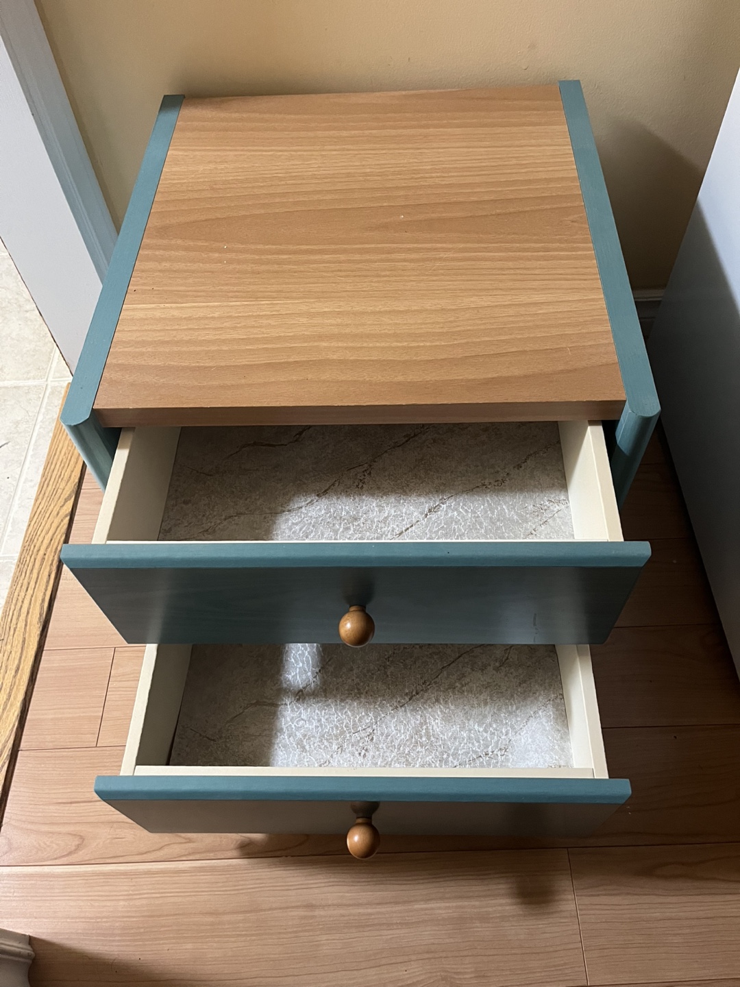 Wooden Bedside Table with Two Drawers - photo 2