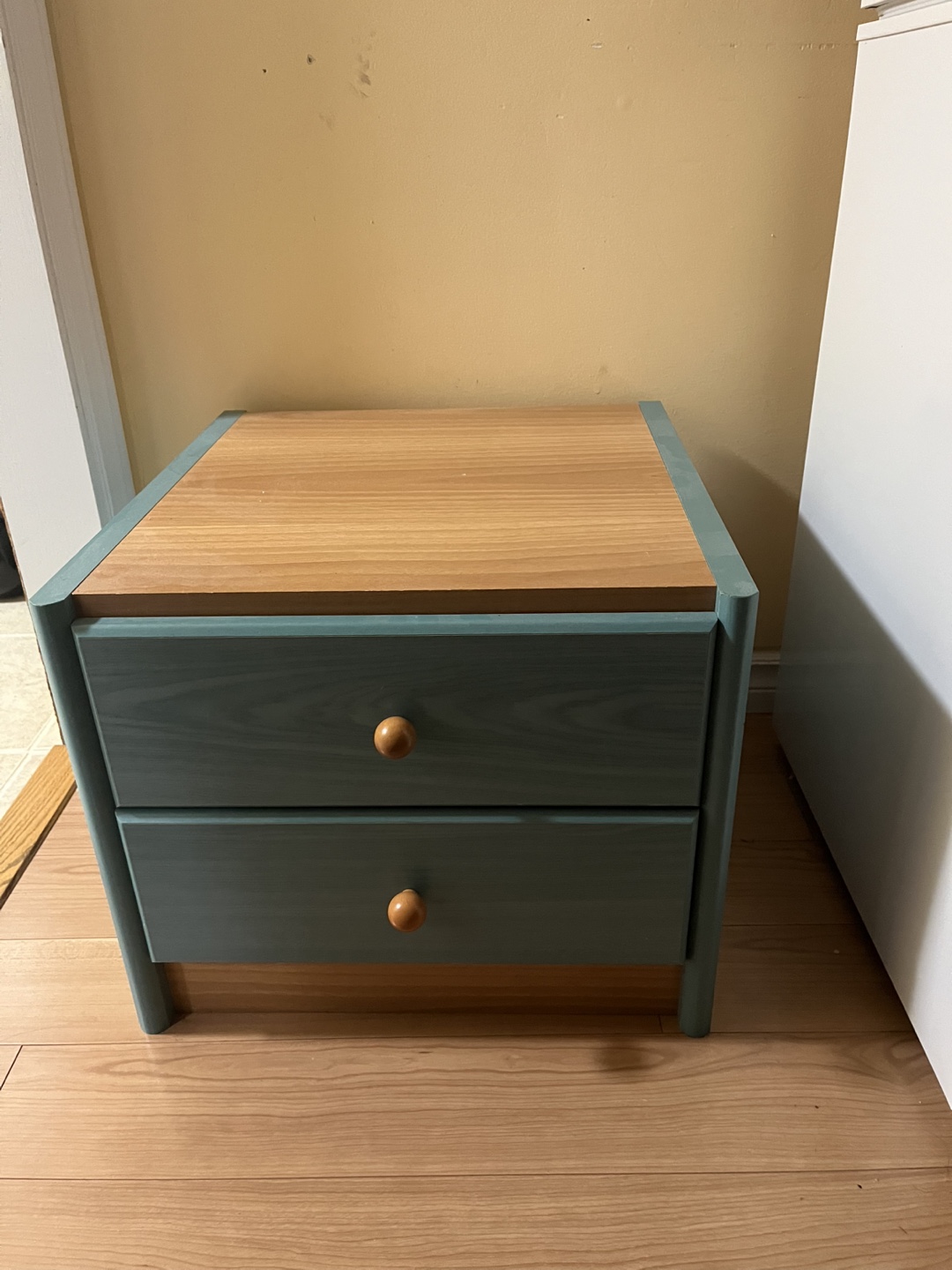 Wooden Bedside Table with Two Drawers