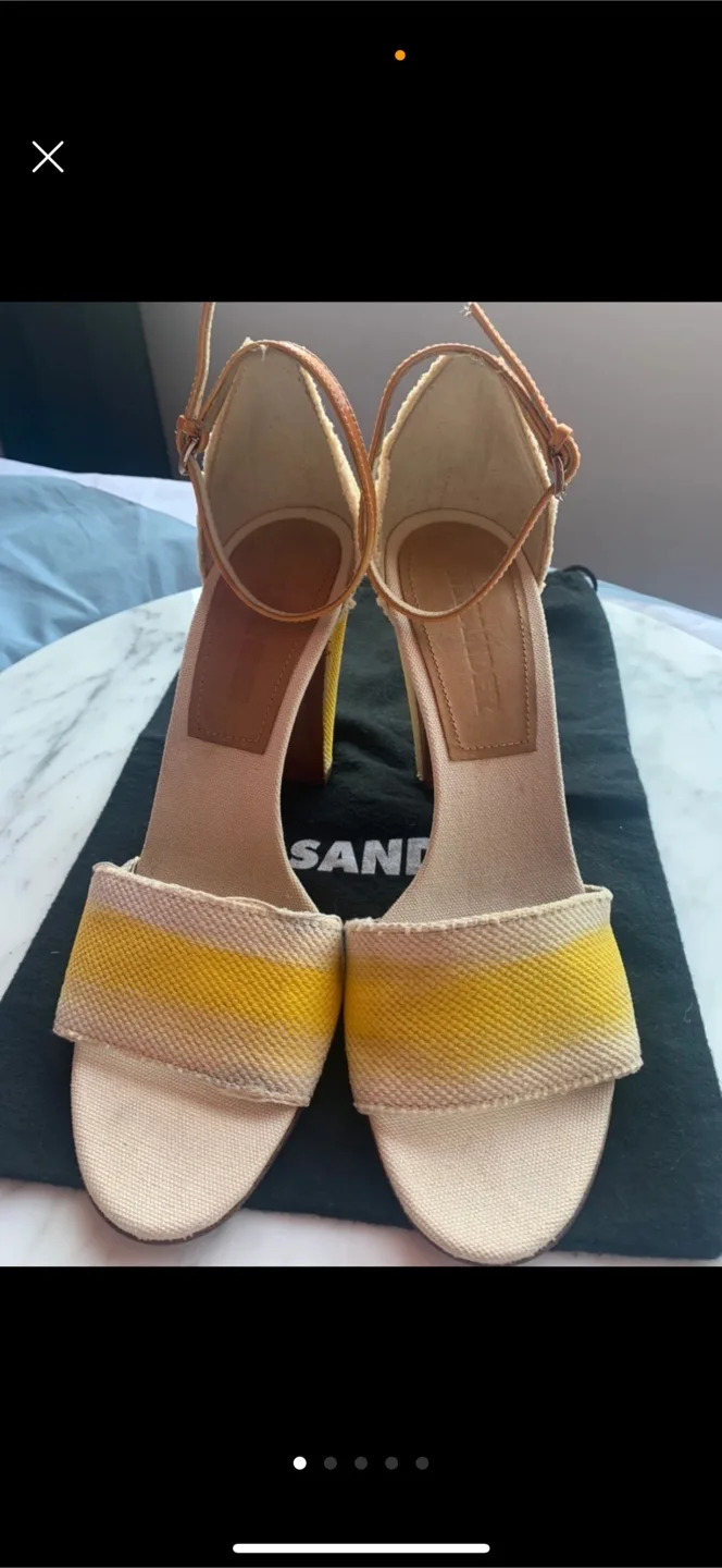 Jil Sander Yellow/Beige Ankle Strap Heels thumbnail