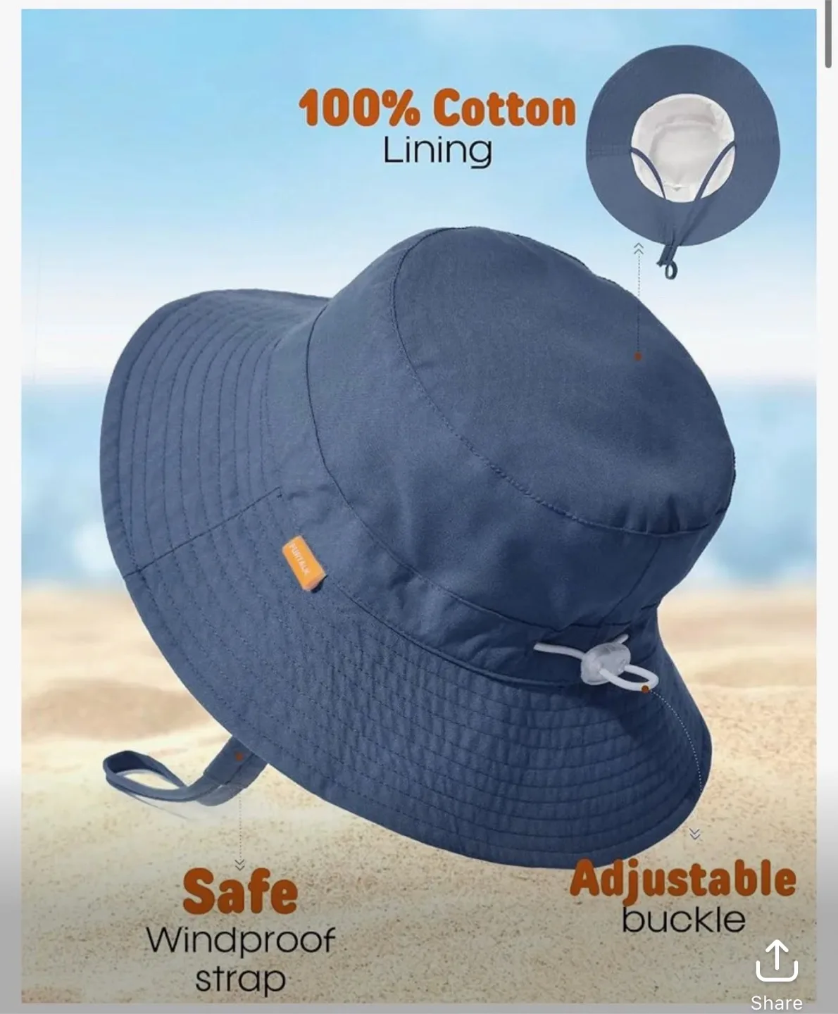 Pluie Pluie Baby Sun Hat - Navy Blue thumbnail