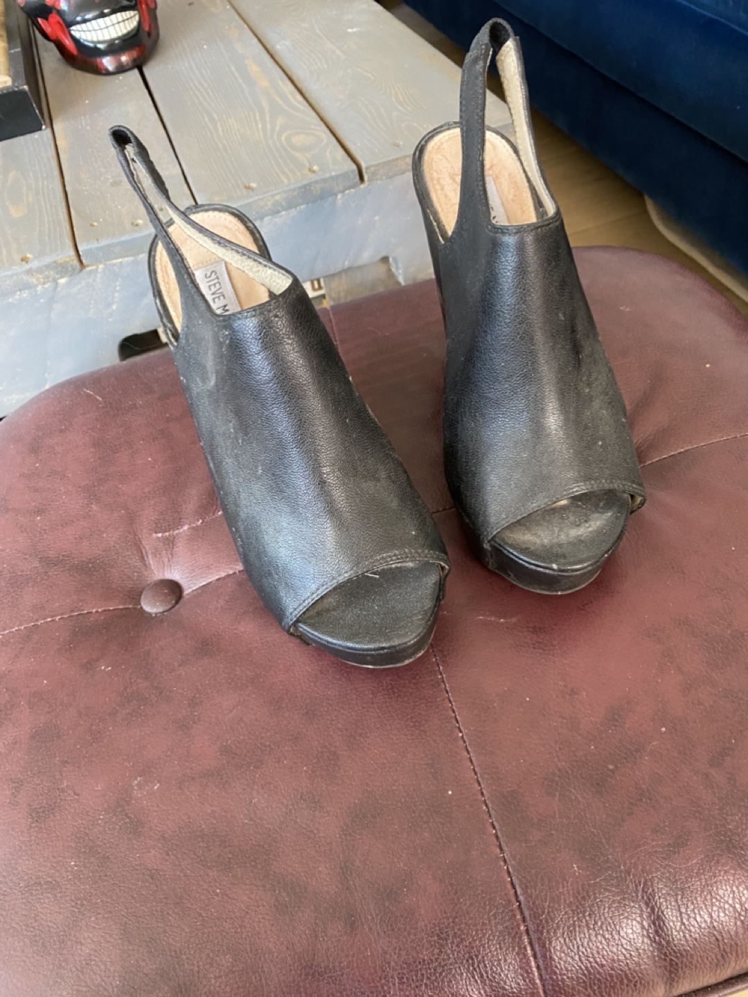 Steve Madden Black Wedge Heel - Size 8