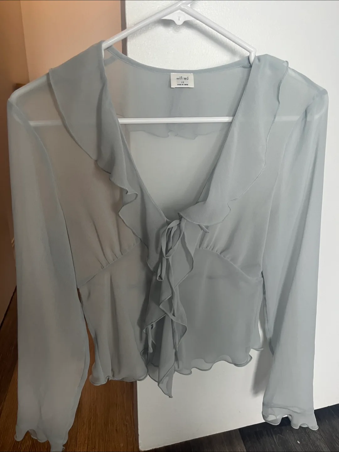 Aritzia Wilfred Mint chiffon blouse thumbnail