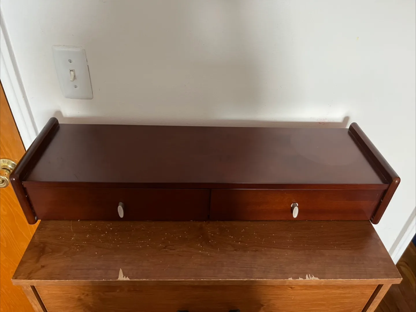 Brown Solid Wood Dresser Top with Drawers thumbnail