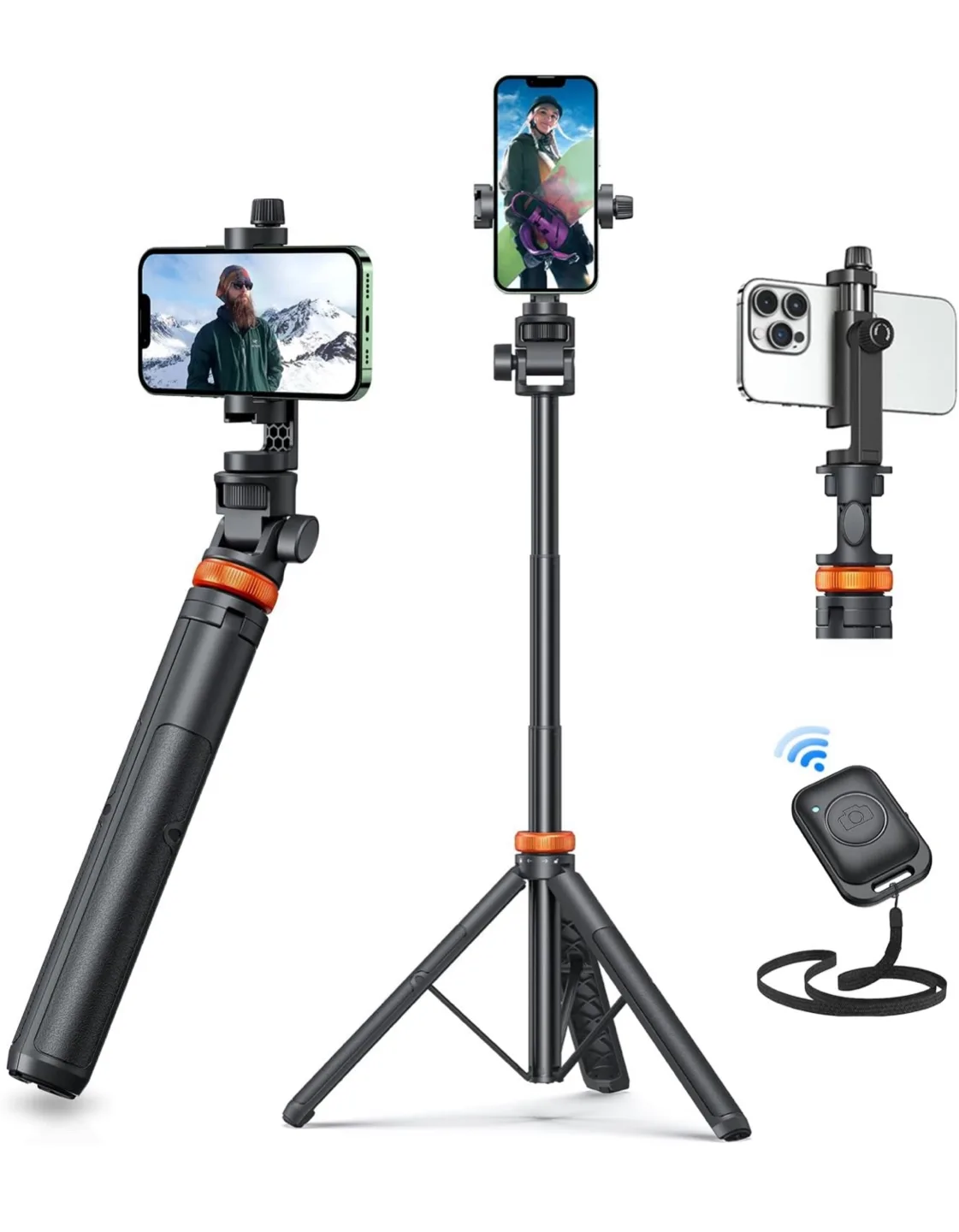EUCOS 62" Phone Tripod iPhone & Selfie Stick with Remote thumbnail