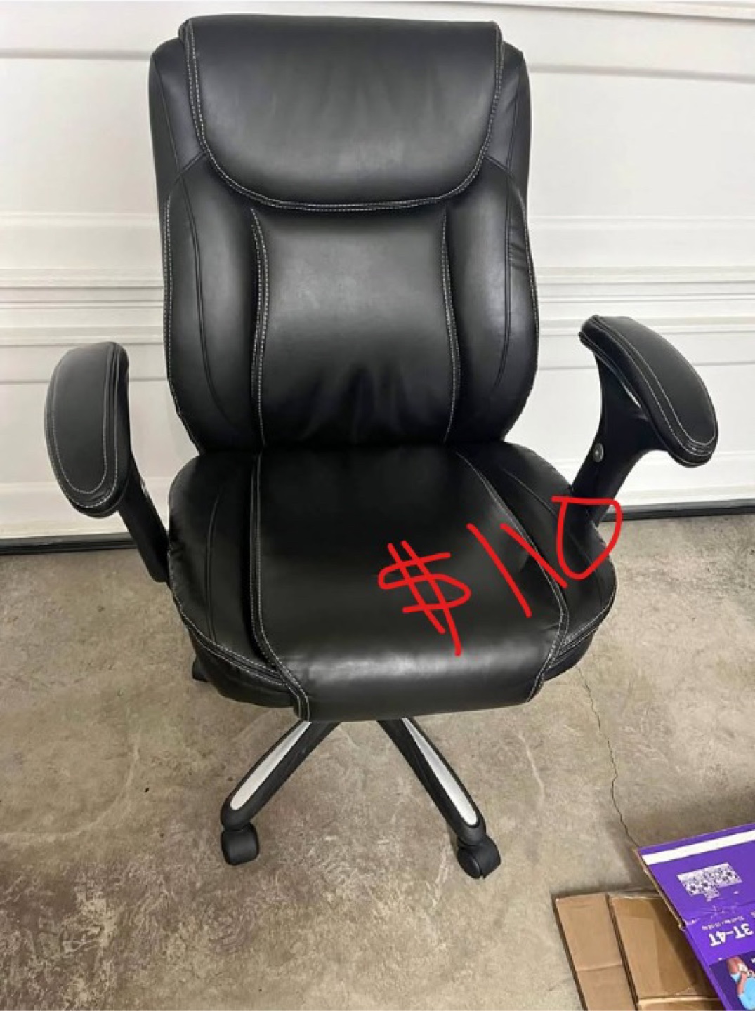Black Genuine Leather Office Chair