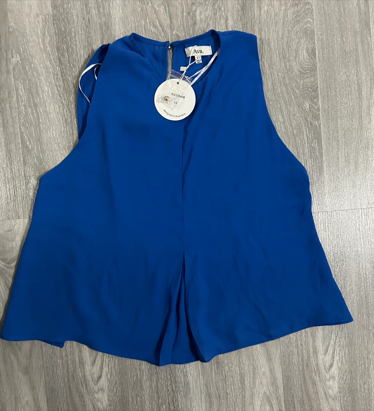 Ava. Blue Sleeveless Blouse - Size 12 image indicator(2)