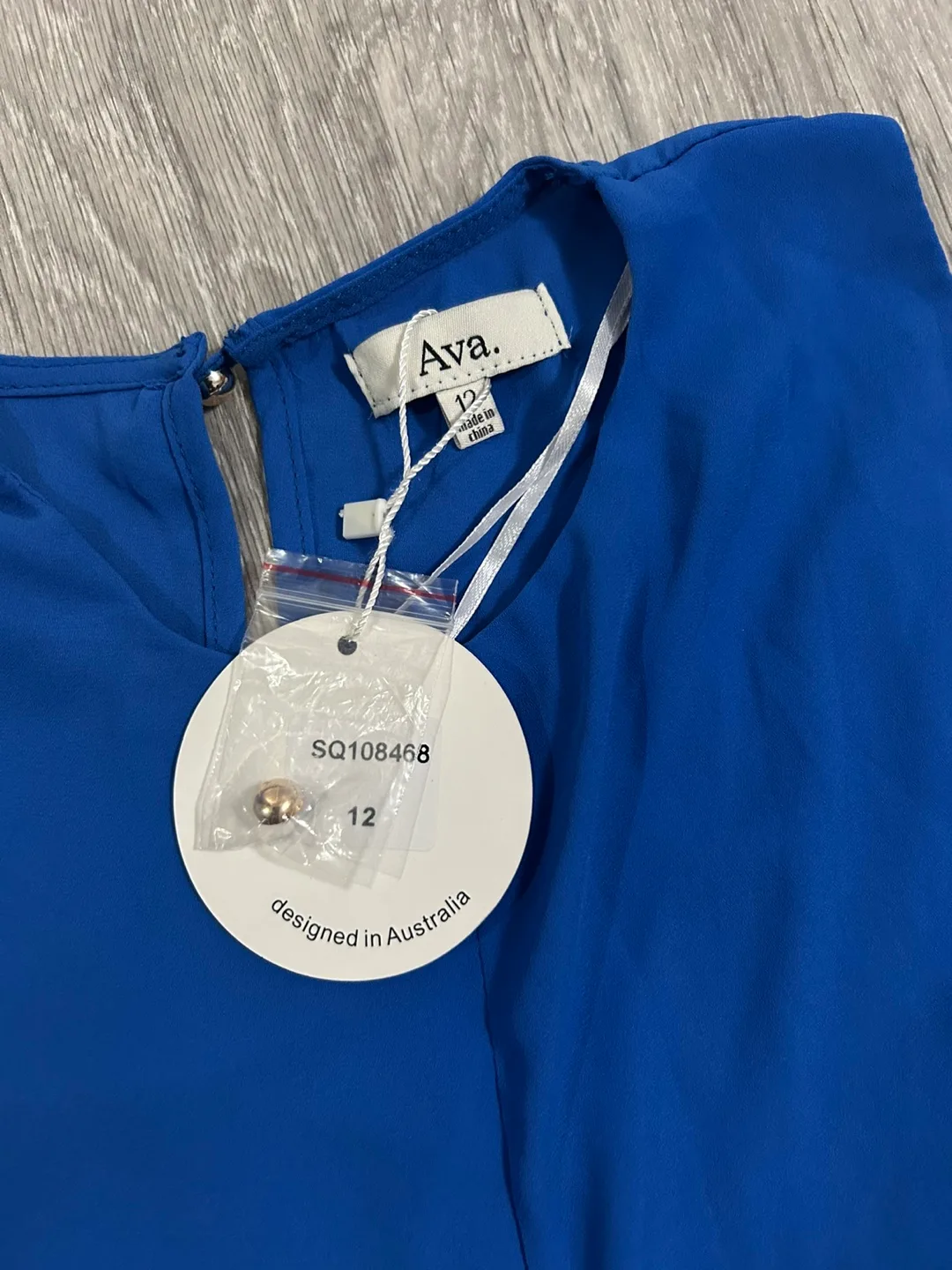 Ava. Blue Sleeveless Blouse - Size 12 image indicator(3)