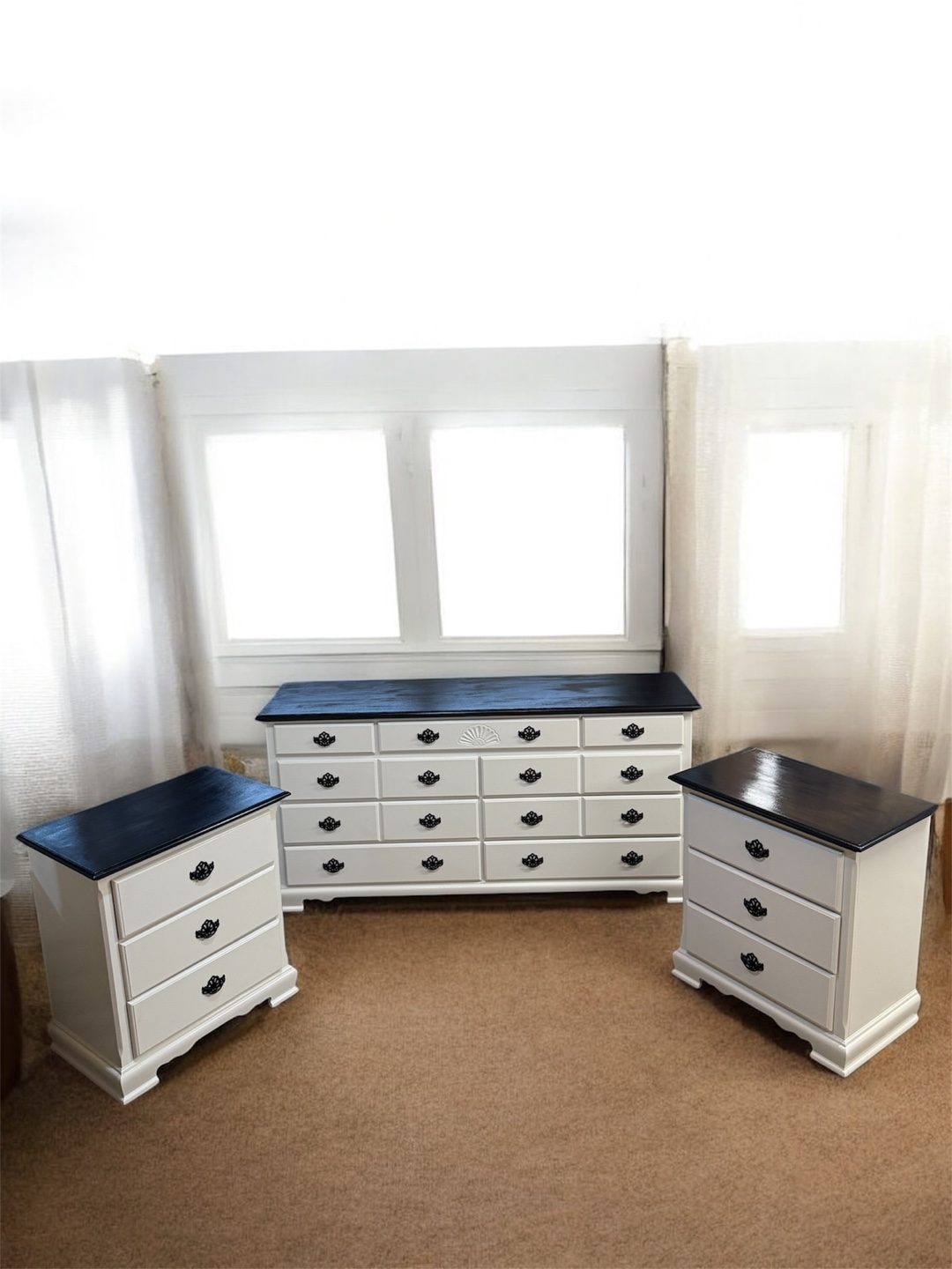 Refinished Solid Wood Dresser Set – Modern Farmhouse Style