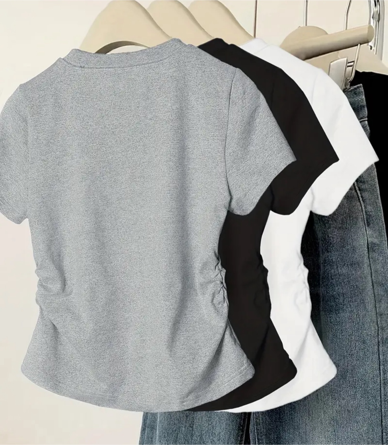 Bow Accent set of 3 T-Shirts - Grey, Black, White - photo 2